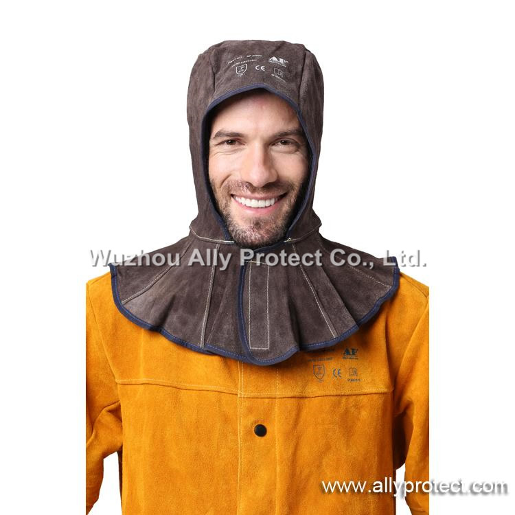 AP-3000C Charcoal-brown Cowhide Leather Full Protective Hood